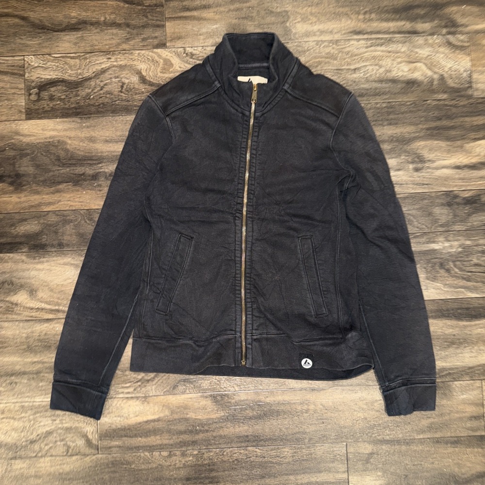 American Giant Moto Full-Zip Jacket Washed Black Women's Size S Heavyweight
